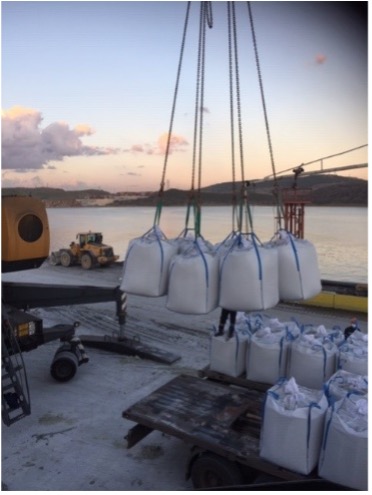 Mineral cargo being loaded for export at a Turkish port